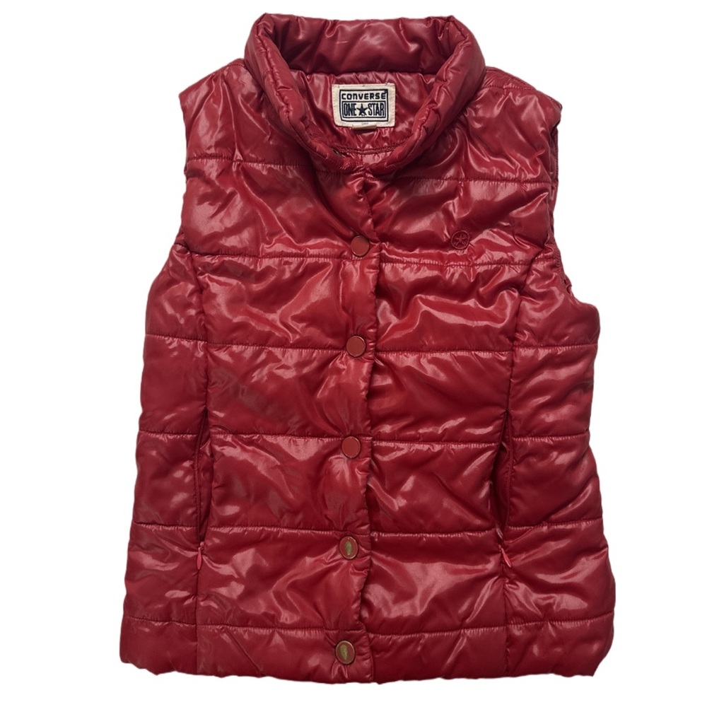 Y2K CONVERSE ONE STAR women's red puffer vest, XS.